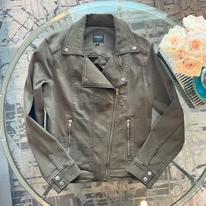 Liverpool Jean Moto Jacket - Olive Green Size M